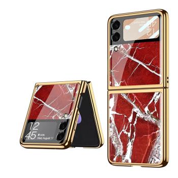 GKK GLASS Luxusný kryt Samsung Galaxy Z Flip4 5G RED MARBLE