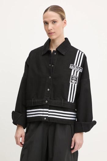Rifľová bunda adidas Originals DENIM TRACK TOP čierna farba, prechodná, oversize, JJ3095