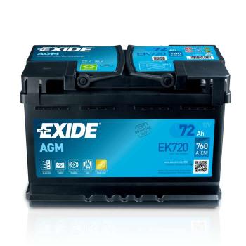 Exide AGM 72Ah 760A Jobb+ EK720 akkumulátor