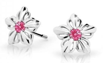 Cutie Jewellery Detské kvietkové náušnice z bieleho zlata C2238-30-X-2 fuchsiová