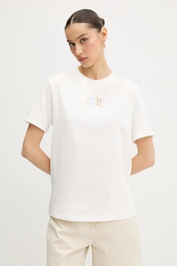 Bavlnené tričko Tommy Jeans dámske, biela farba, DW0DW21337