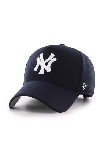 Šiltovka s prímesou vlny 47 brand MLB New York Yankees tmavomodrá farba, s nášivkou, B-CHSMD17WIS-NY