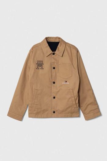Detská obojstranná bunda Tommy Hilfiger béžová farba