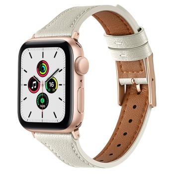 LEATHER Kožený remienok pre Apple Watch SE / SE 2022 / SE 2023 (40mm) biely