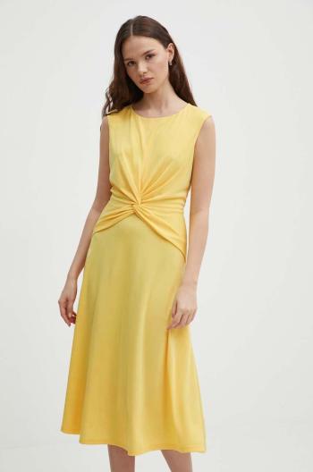 Šaty Lauren Ralph Lauren žltá farba, midi, áčkový strih, 250872090