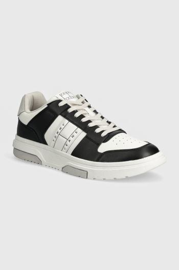 Kožené tenisky Tommy Jeans THE BROOKLYN LEATHER čierna farba, EM0EM01429