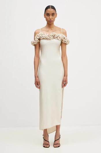 Šaty Coperni Ruffle Dress béžová farba, maxi, priliehavá, COPR113545