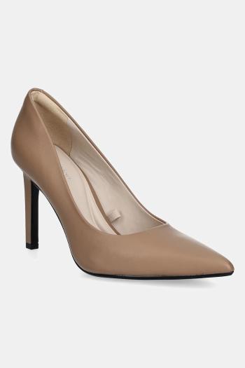 Kožené lodičky Calvin Klein HEEL PUMP 90 - LTH hnedá farba, HW0HW02336