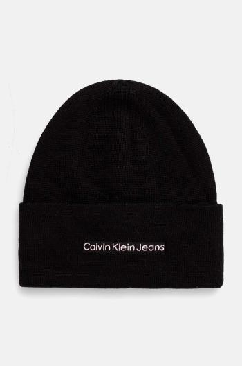 Čiapka Calvin Klein Jeans čierna farba, z tenkej pleteniny, K60K612651