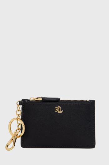 Kožené puzdro na karty Lauren Ralph Lauren dámsky, čierna farba, 432876731002