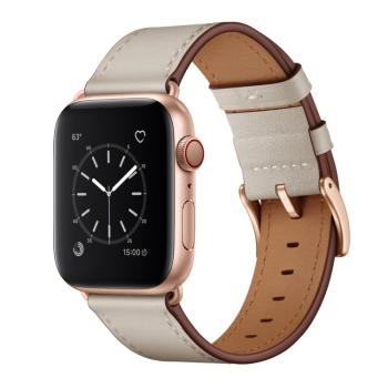 LEATHER Kožený remienok pre Apple Watch Ultra 1 / 2 (49mm) / 9 / 8 / 7 (45mm) / 6 / SE / 5 / 4 (44mm) / 3 / 2 / 1 (42mm) béžový