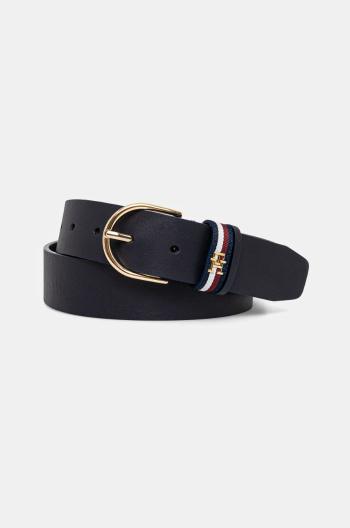 Kožený opasok Tommy Hilfiger dámsky, tmavomodrá farba, AW0AW16835