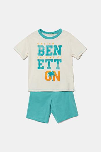 Detské pyžamo United Colors of Benetton tyrkysová farba, s potlačou, 30960P08O