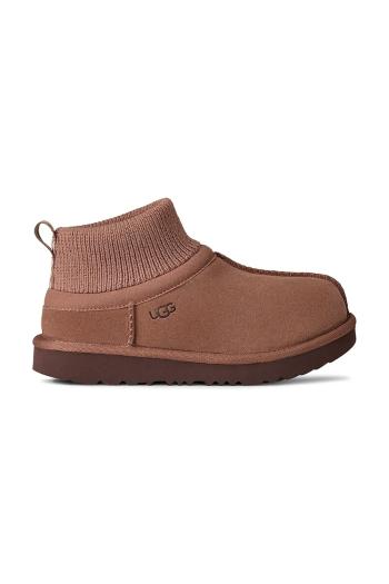 Detské semišové snehule UGG KIDS CLASSIC ULTRA STRETCH CUFF čierna farba, 1157702K