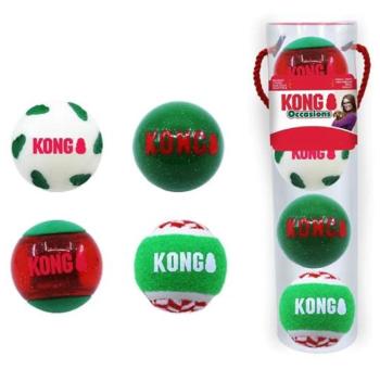 Kong Dog Holiday Occasions Balls s pískatkom, guma termoplastická, M (4 ks/bal.) hračka pre psy