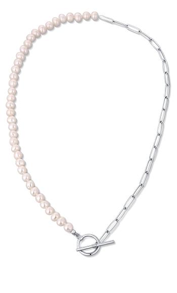 JwL Luxury Pearls Trendy oceľový náhrdelník s pravými riečnymi perlami JL0788