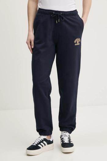 Bavlnené tepláky Guess Jeans dámske, tmavomodrá farba, s potlačou, W5RB63 K68I4