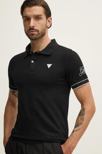 Polo tričko Guess LYLE pánske, čierna farba, s nášivkou, M4BP60.K7O64