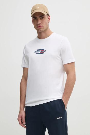 Bavlnené tričko Tommy Hilfiger pánske, biela farba, s potlačou, MW0MW38636