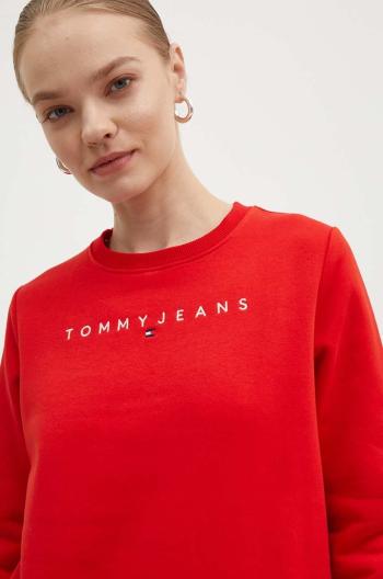 Mikina Tommy Jeans dámska, červená farba, s potlačou, DW0DW17323