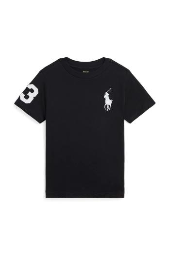Detské bavlnené tričko Polo Ralph Lauren čierna farba, jednofarebné, 322832907055