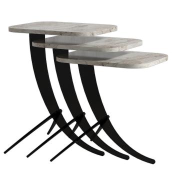 Rozkladací stôl Pion White Marble, 3 ks