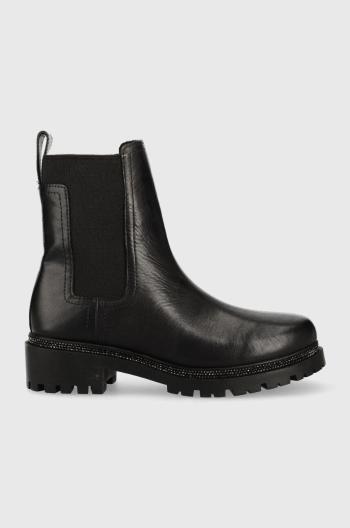 Topánky chelsea Dkny Rick dámske, čierna farba, na plochom podpätku,