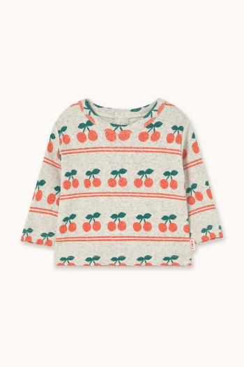 Detské bavlnené tričko s dlhým rukávom Tinycottons CHERRY PATTERN RIB BABY TEE biela farba, vzorované, AW25-221