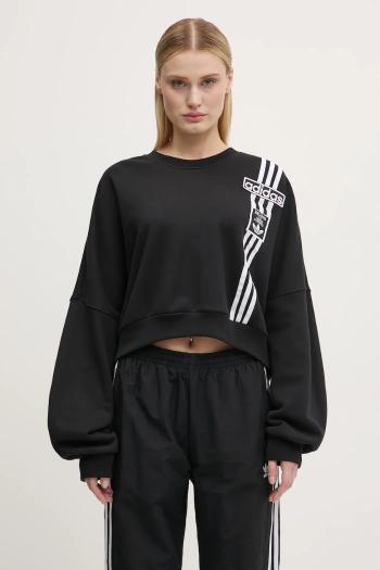 Mikina adidas Originals Adibreak Cropped Sweatshirt dámska, čierna farba, s nášivkou, JD0189