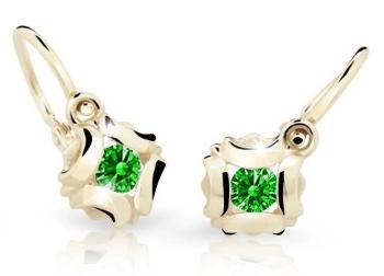 Cutie Jewellery Slušivé detské náušnice zo žltého zlata C2216-10-X-1 zelená