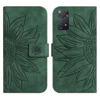 ART SUNFLOWER Peňaženkový obal so šnúrkou pre Xiaomi Redmi Note 11 / Note 11S zelený