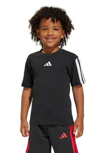Detské bavlnené tričko adidas čierna farba, s nášivkou, JE0317