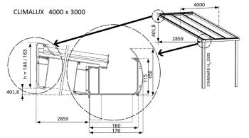 Hliníková pergola 400 cm antracit / polykarbonát Dekorhome