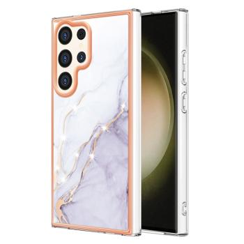 IMD MARBLE Ochranný kryt pre Samsung Galaxy S24 Ultra 5G WHITE