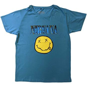 Nirvana tričko Xerox Smiley Modrá L