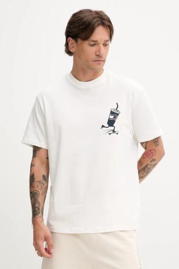Bavlnené tričko Tommy Jeans pánske, biela farba, vzorované, DM0DM21830