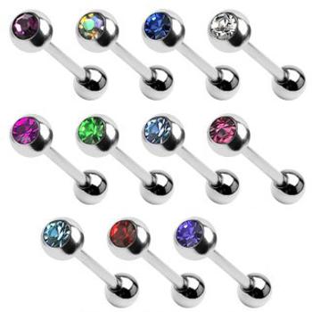 Labret z chirurgickej ocele, oceľová gulička s farebným kamienkom - Dĺžka piercingu: 10 mm, Farba: Zelená