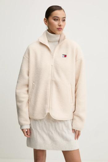 Fleecová mikina Tommy Jeans béžová farba, jednofarebná, DW0DW20174