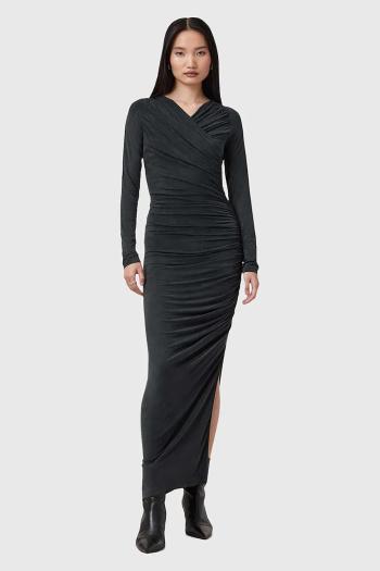 Šaty AllSaints HANAKO CUPRO čierna farba, maxi, priliehavá, W015DC
