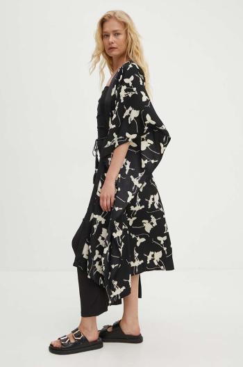 Kimono Answear Lab čierna farba, oversize, vzorované