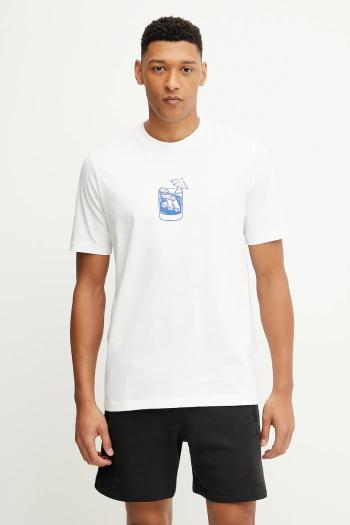 Bavlnené tričko adidas 0 pánske, biela farba, s potlačou, JJ4013