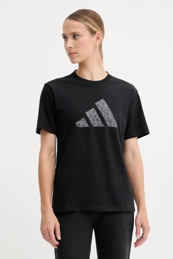Bavlnené tričko adidas Animal dámske, čierna farba, JV8536
