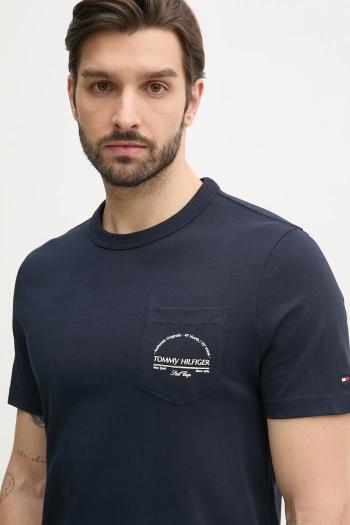 Bavlnené tričko Tommy Hilfiger pánske, tmavomodrá farba, s potlačou, MW0MW38623