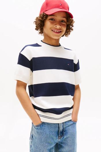 Detské bavlnené tričko Tommy Hilfiger tmavomodrá farba, vzorovaná, KB0KB09809