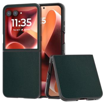 LEATHER Ochranný kryt pre Motorola Razr 60 Ultra tmavozelený