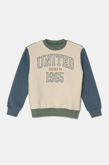 Detská mikina United Colors of Benetton béžová farba, vzorovaná, 3EB5C10KS