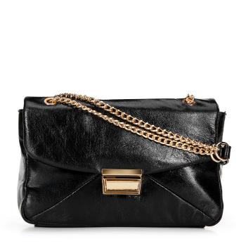 Dámska crossbody z lesklej ekokože čierna 100-4Y-217-1