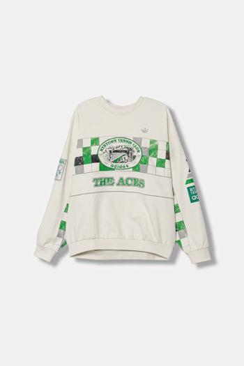 Bavlnená mikina adidas Originals Court Crew biela farba, s kapucňou, vzorovaná, JW0149