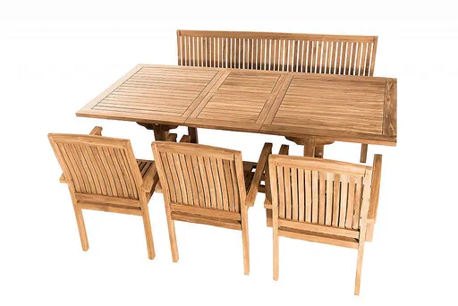 DEOKORK Záhradná teaková zostava TWIN 1+3+1