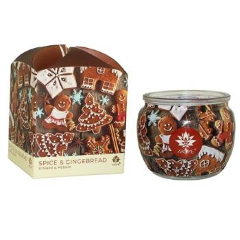 Arome Lumânare în sticlă și cutie de flori, Spice&amp; Gingerbread, 90 g